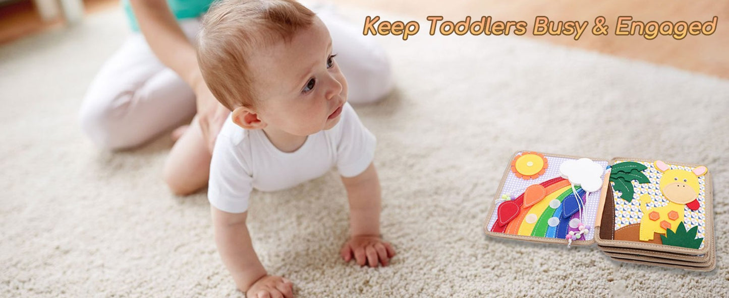 Montessori Busy Book for Toddlers,Educational Sensory Toy,Felt Quiet Book for Baby, Preschool Learning Activities for Kids Gift