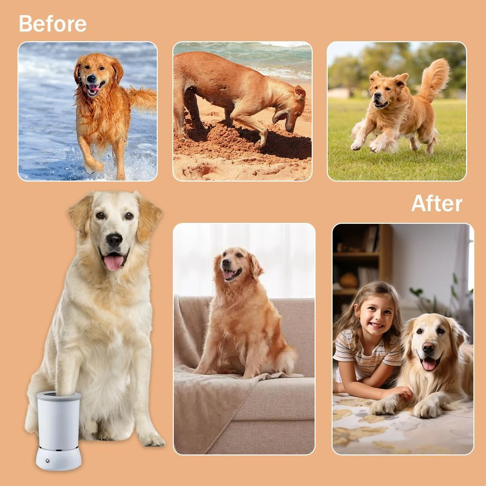 Lavador Portátil de Patas para Cães Limpador Automático de Patas de Animais de Estimação Massageador Elétrico de Patas Recarregável USB Projetado para Cães e Gatos Pequenos a Médios
