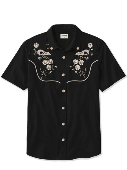 Men's Western Cowboy Style Short Sleeve Shirt Comfortable Breathable Summer Art Button Top Camisas Hawaianas Divertidas