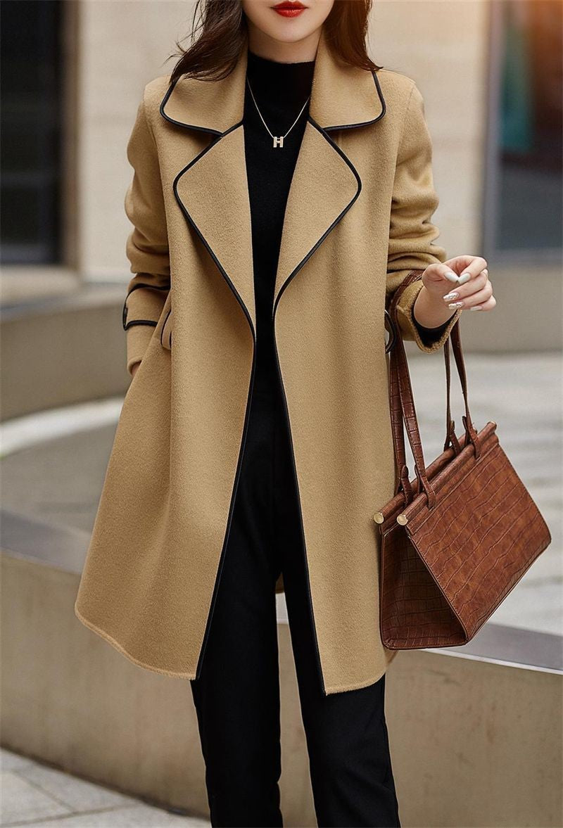 Women's Autumn Winter New Fashionable Style Loose Warm Wool Coat Mid-length