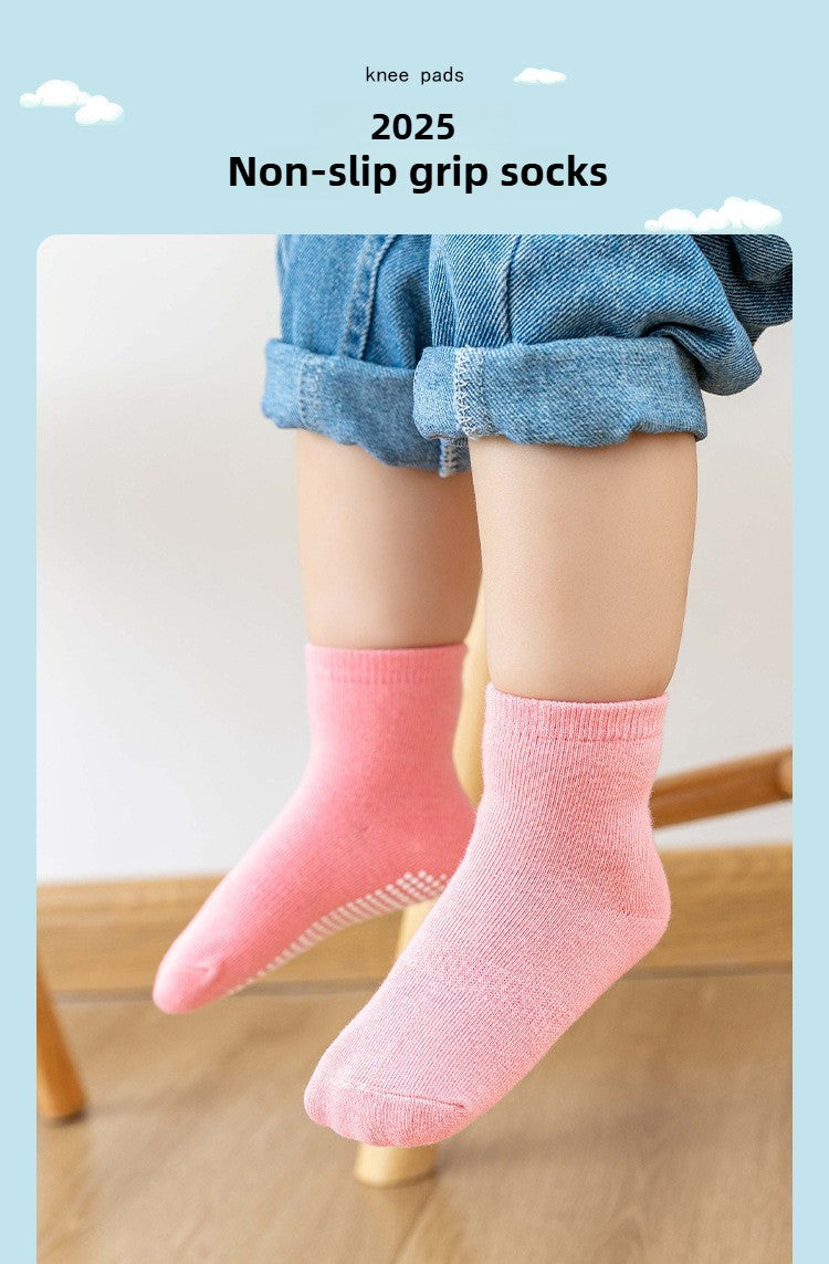 6 Pairs Baby Socks Spring Autumn Cartoon Weather Full Bottom Anti Slip Mid Tube Kids Boys Girls Socks