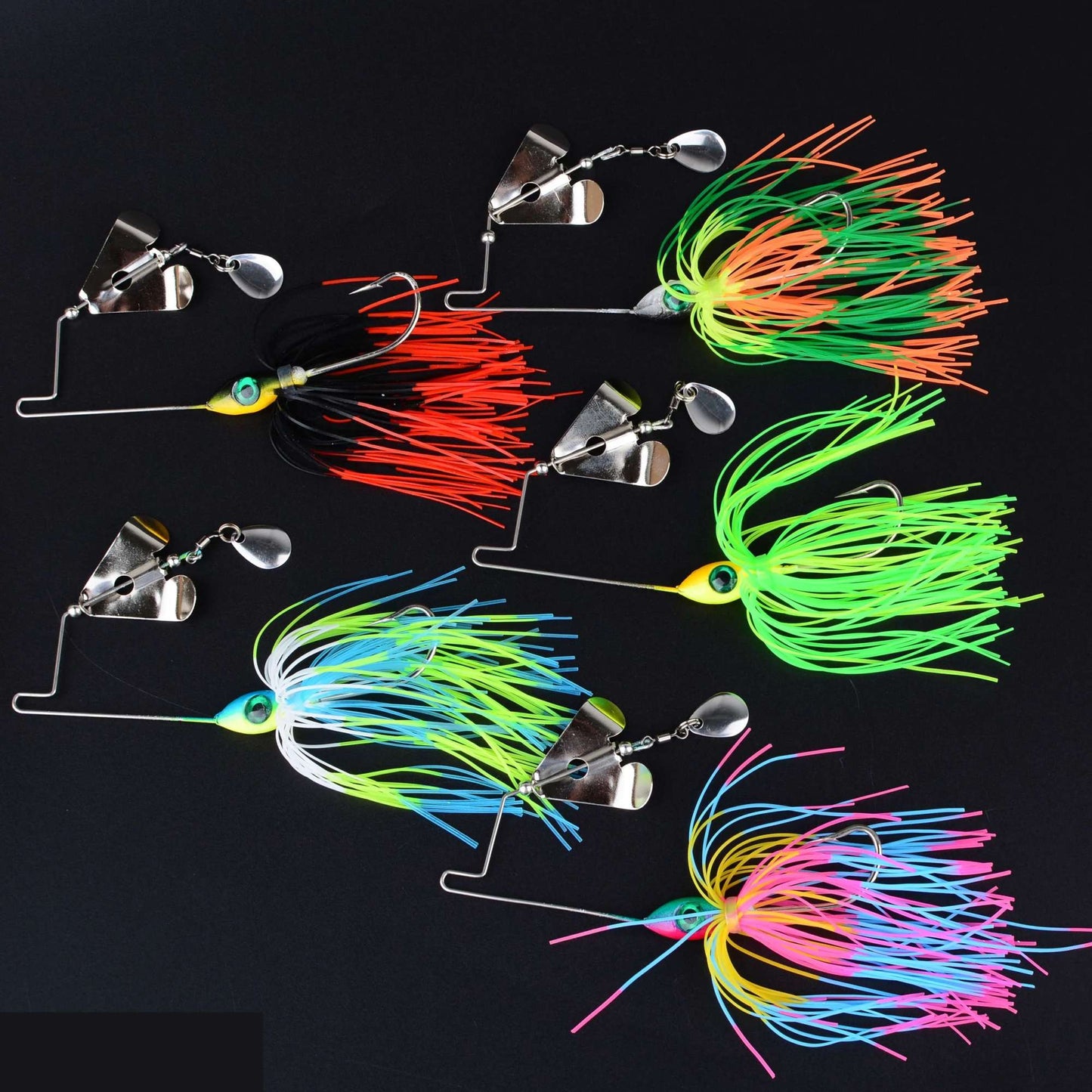 Isca artificial 5Pcs Spinnerbait Bass jig Weedless Buzzbait Wobbler Chatterbait para robalo, lúcio, truta, pesca esportiva