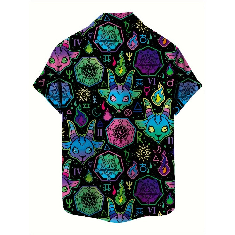 3D Skull Print Hawaiian Shirt, Street Gothic Style, Retro Fashion Flip-Top Shirt, Casual Summer Shirt, Beach Comics Shirt