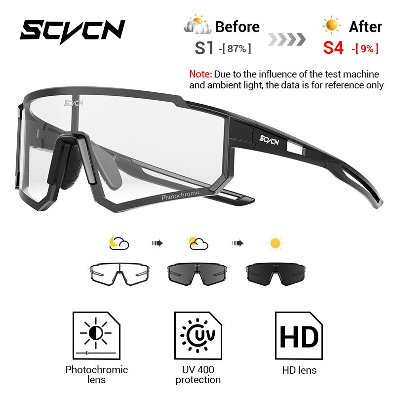 Óculos de Sol Fotocromáticos SCVCN Óculos de Ciclismo para Esportes ao Ar Livre Masculino Feminino MTB Escalada Óculos de Condução para Bicicleta Novo
