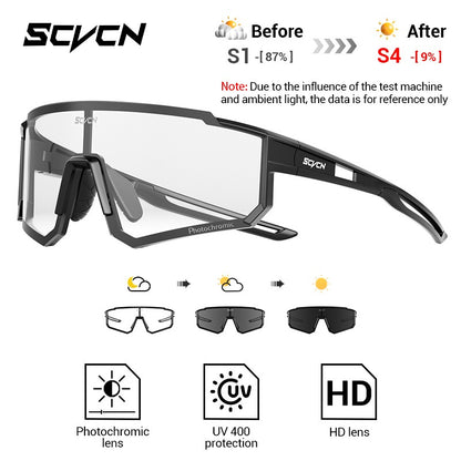 Óculos de Sol Fotocromáticos SCVCN Óculos de Ciclismo para Esportes ao Ar Livre Masculino Feminino MTB Escalada Óculos de Condução para Bicicleta Novo