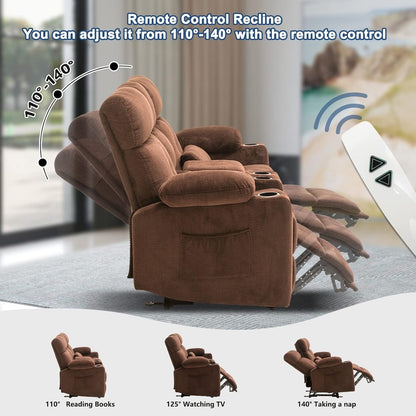 Sofá Reclinável Elétrico de 2 Lugares | Sofá Reclinável de 2 Lugares com Console e Porta-Copos | Sofá Reclinável Duplo | Assentos para Sala de Cinema