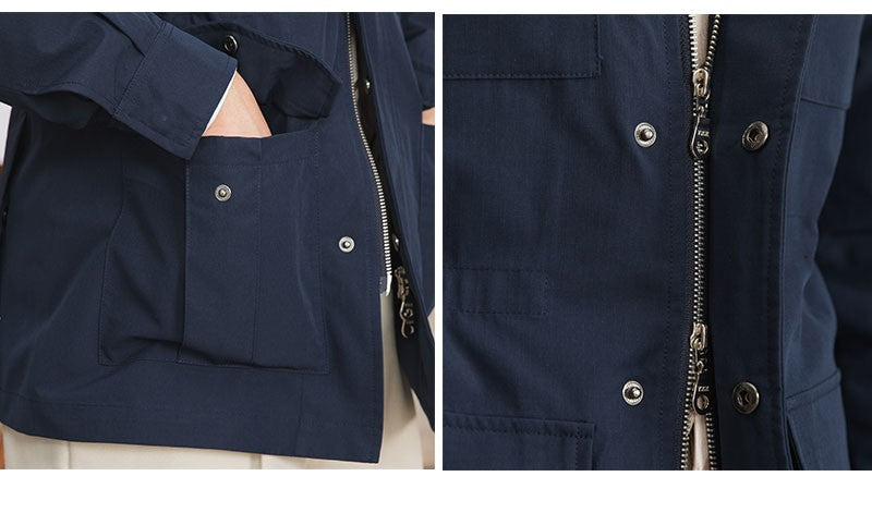 Three Spring and Summer Light Vertical Collar Waist Half Hanging M65 British Jacket Men's Retro Hunting Wear Waterproof Jacket