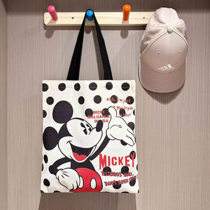 Mickey and Minnie Cartoon Creative Printed Pattern Handbag Large Capacity Fashion Canvas Shoulder Bag Female Mommy Bag