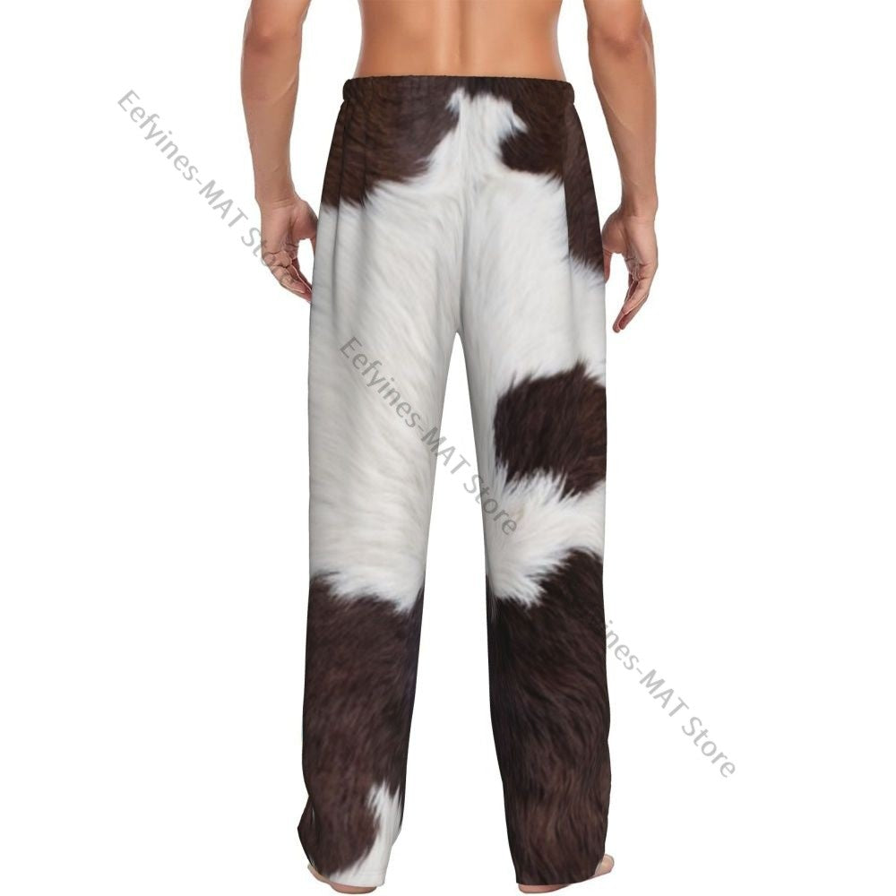 Cow Skin Texture Mens Pajamas Pyjamas Pants Lounge Pants Sleep Bottoms