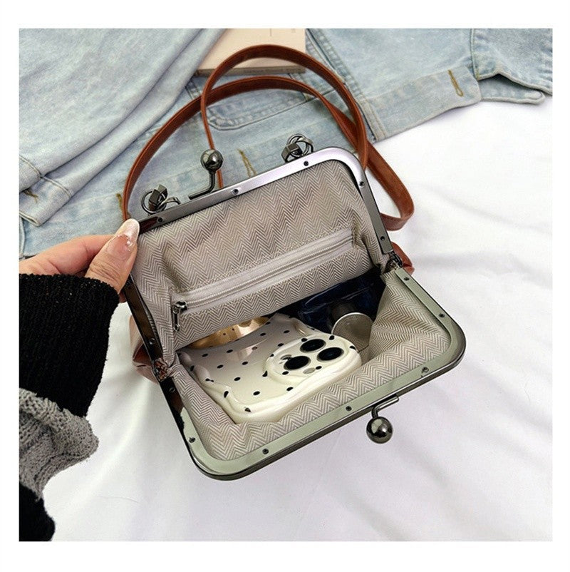 Vintage Style Women Handbag Brown Versatile Designer Shoulder Bag PU Leather Ladys Shell Purses Crossbody Bags