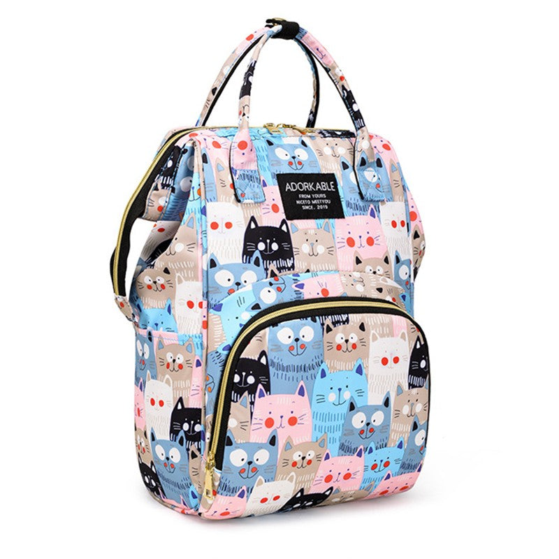 Large Capacity Mommy Bottle Insulated Storage Bag Diaper Storage Bag Cartoon Fashion Backpack Large Capacity Travel Bag New