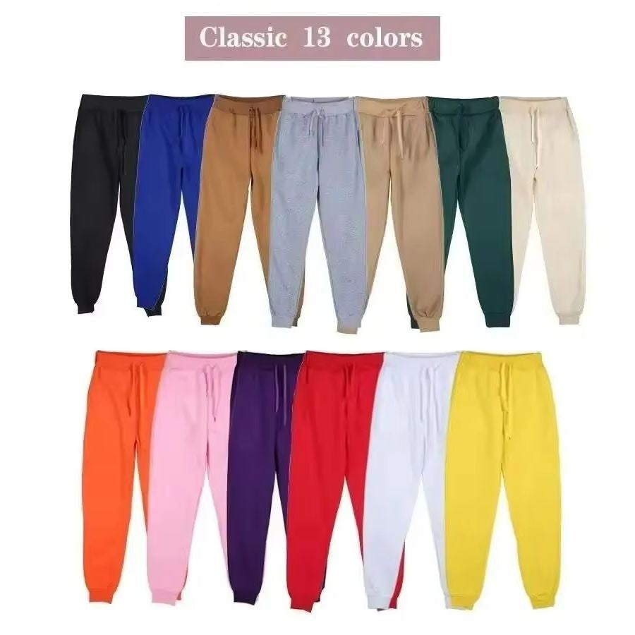 Calças de Moletom Masculinas/Femininas Casuais de Lã Calças Esportivas Unissex Moda Lisa Solta Calças Streetwear Outono Inverno Corrida Fitness P