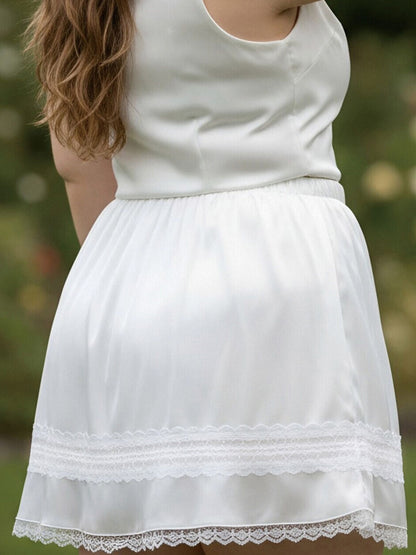 Women s Plus Size Lace Trim Skirt Summer Fashionable Casual Elastic Waist Mini Skirts