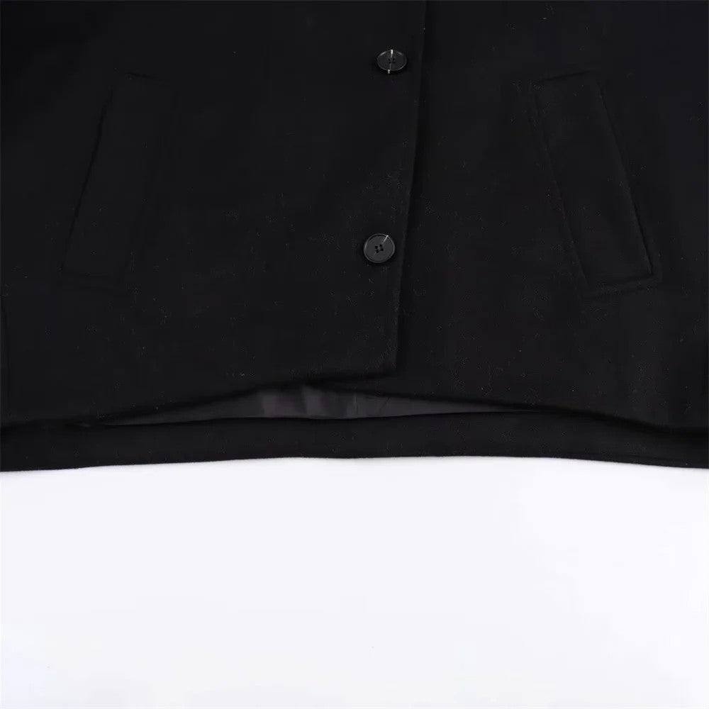 Women's Oblique Button Loose Batwing Sleeve Jacket Coat Lapel Double Pocket Warm Solid Vintage Outerwear Fall Winter Coat