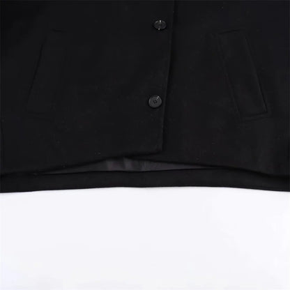 Women's Oblique Button Loose Batwing Sleeve Jacket Coat Lapel Double Pocket Warm Solid Vintage Outerwear Fall Winter Coat