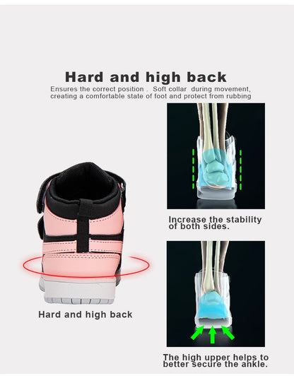 Kids Sneakers Children Orthopedic Shoes, Tip Toe Walking High-Top Ankle Support Anti-Slip Sole Trainers for Girls Boys