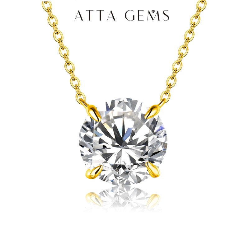 Colar de Moissanita com Diamante 6,5mm 1CT para Mulher Pingente Prata 925 Colar Feminino Correntes Festa Noiva Joias Finas