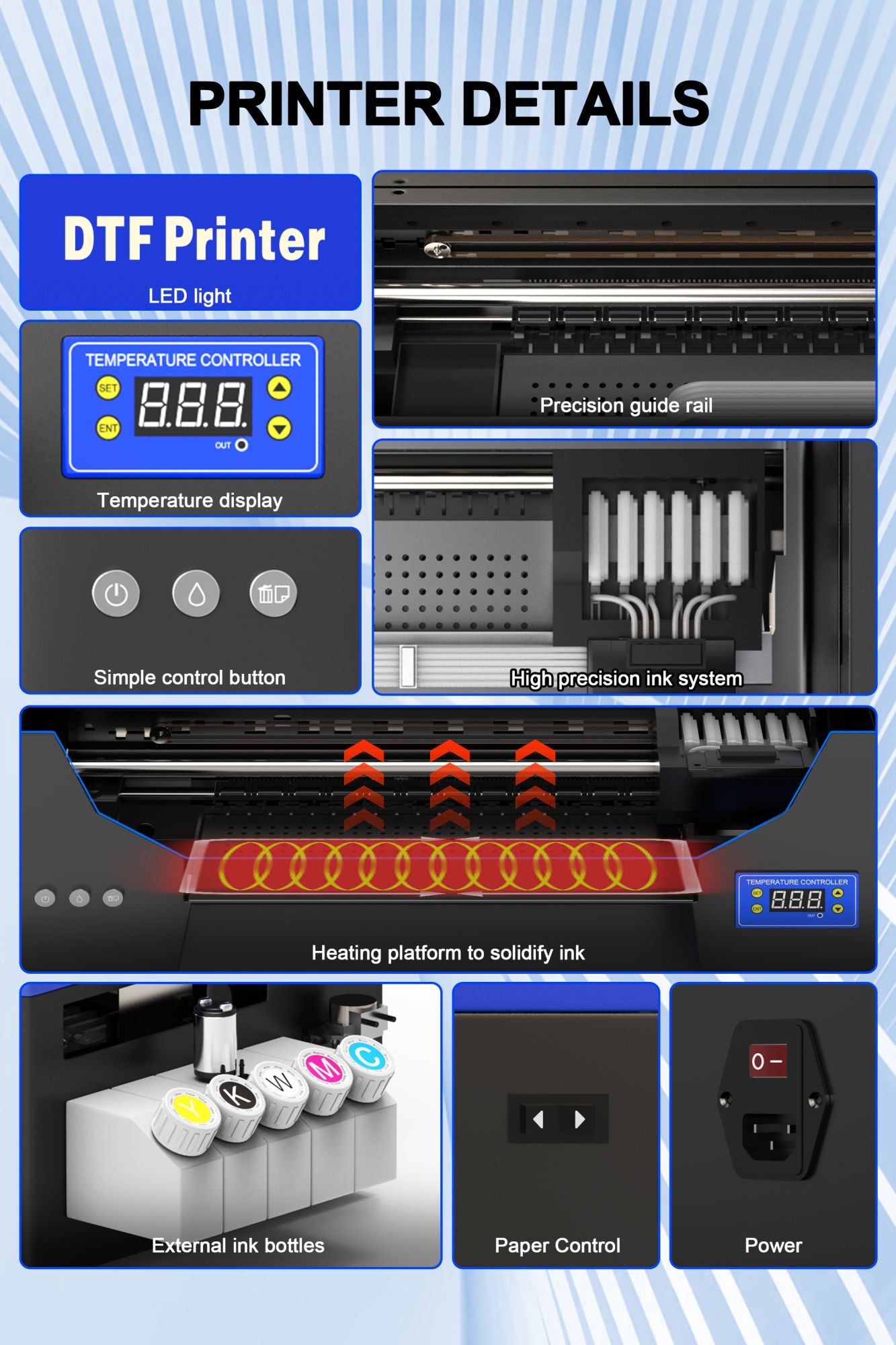 US STOCK A3 DTF Impresora Directly Transfer Film Printer A4 DTF T-shirt Printing Machine with White Ink Circulate DTF Printer A3