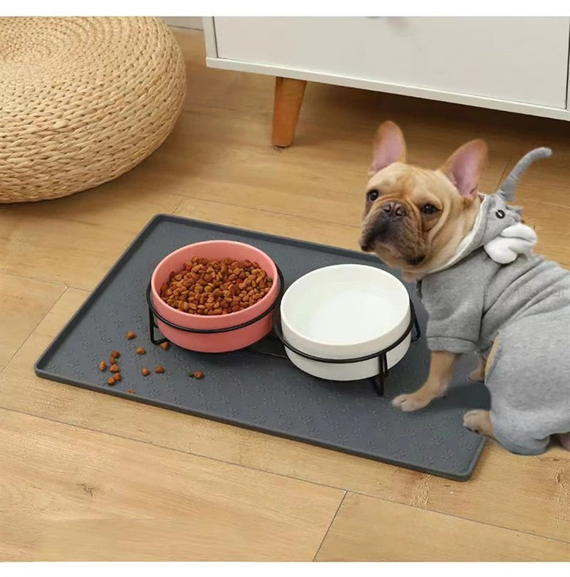 Tapete de alimentação para animais de estimação, cães e gatos, bebedouro e comedouro, tapetes para alimentação de gatos, tapete de tigela de comida para cães, almofada de silicone à prova d'água para tigela de animais de estimação