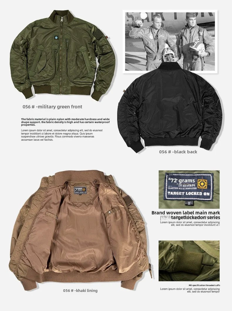 Men's pilot jacket men's air force MA1 baseball jacket spring and autumn casual youth trend military fan stand up collar jacket