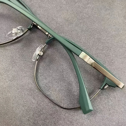 Retro Stylish Men's Half-Frame AC Lens Glasses - Sleek Iron Alloy Frame, Lightweight & Durable, Perfect for Casual or Formal