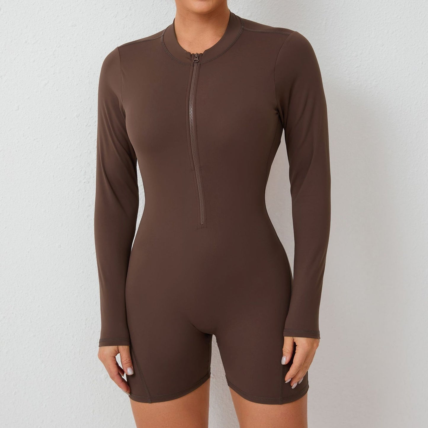 V Back Scrunch One-Piece Suit Push Up Sports Jumpsuit Woman Fitness Zipper Overalls Workout Rompers Women Gym Bodysuits Female