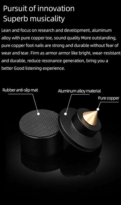 HiFi 4Pcs Speaker Spike Suporte Pés Almofadas Liga de Alumínio Mixer Fibra de Carbono Ajustável Pinos Amortecedores para Caixas de Som