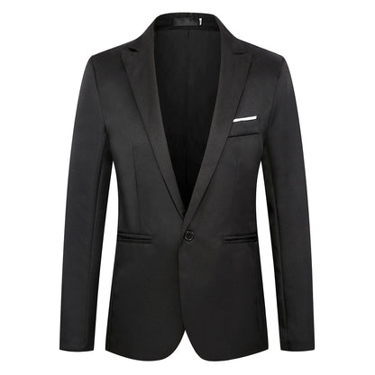 American European New Fashion Men’s Casual Business Trendy Solid Color Single-button Long Sleeve Suit Blazers Male Clothes Coats