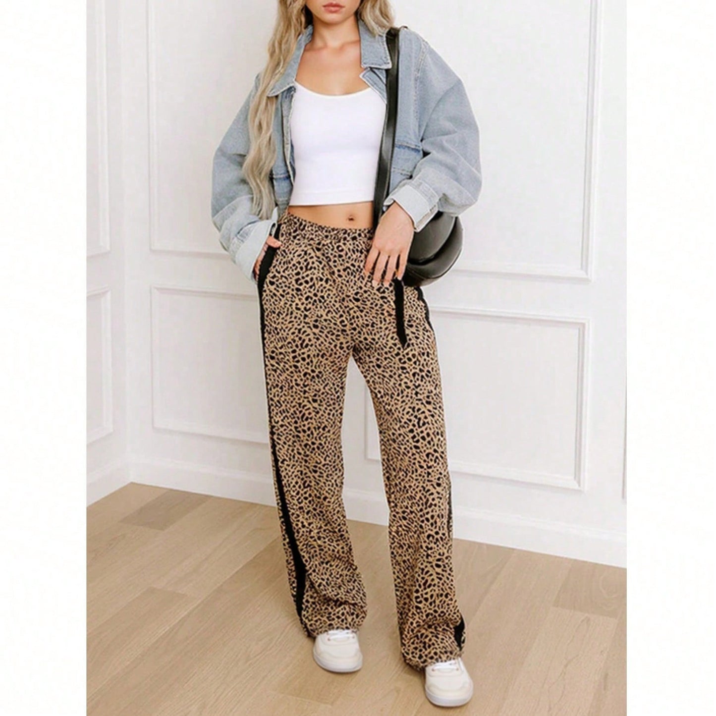 Fisoew 2025 Fall Winter High Waisted Knit Pants | Stretchy Wide Leg Lounge Trousers | Y2K Retro Elastic Waist Pants For Women