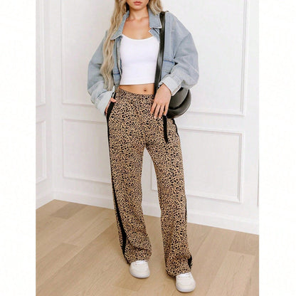 Fisoew 2025 Fall Winter High Waisted Knit Pants | Stretchy Wide Leg Lounge Trousers | Y2K Retro Elastic Waist Pants For Women