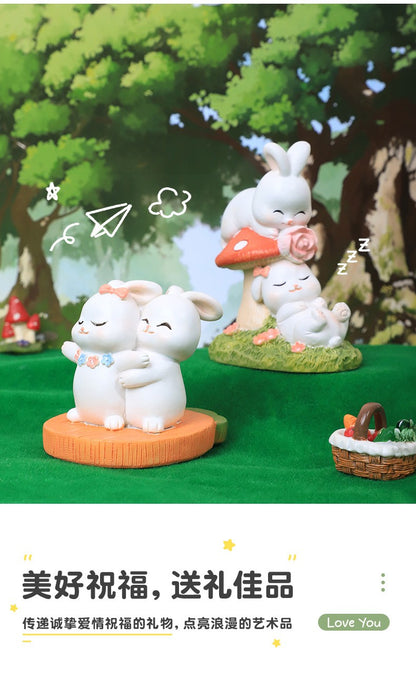 Estatuetas criativas de coelho para casais, presentes de Dia dos Namorados, decorações fofas para casa, sala de estar e enfeites de mesa de escritório
