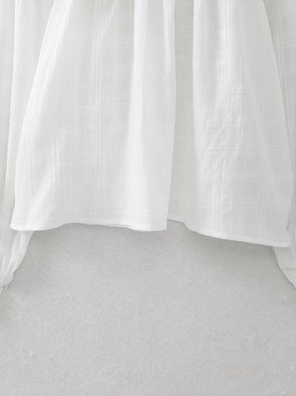 Willshela Women Fashion Embroidery White Hollow Out Blouse Vintage O-Neck Long Sleeves Female Chic Lady Shirts