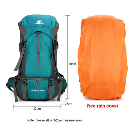 Mochila de acampamento em nylon 70L, bolsa de viagem com capa de chuva, mochila para caminhada ao ar livre, mochila de montanhismo, bolsas de ombro masculinas, bagagem