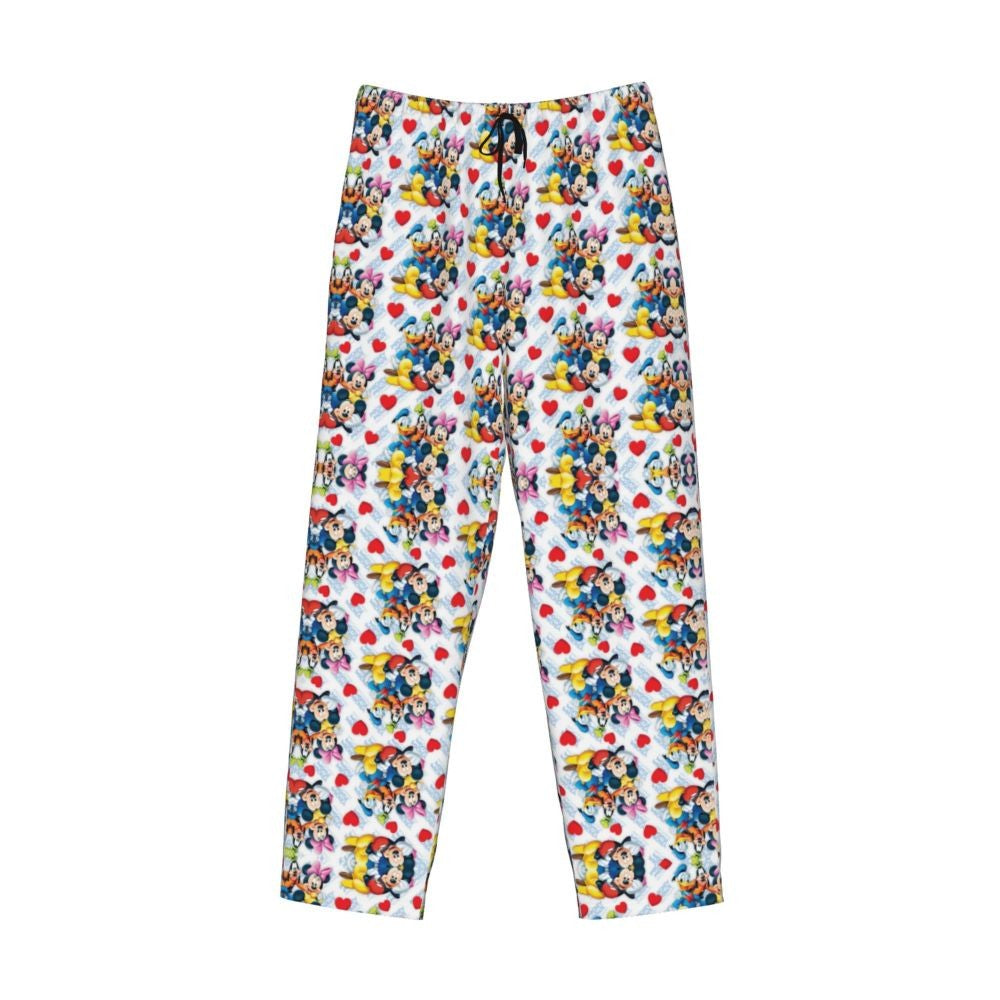 Custom Print Mickey Mouse Donald Duck Pajama Pants Men Sleep Sleepwear Bottoms with Pockets