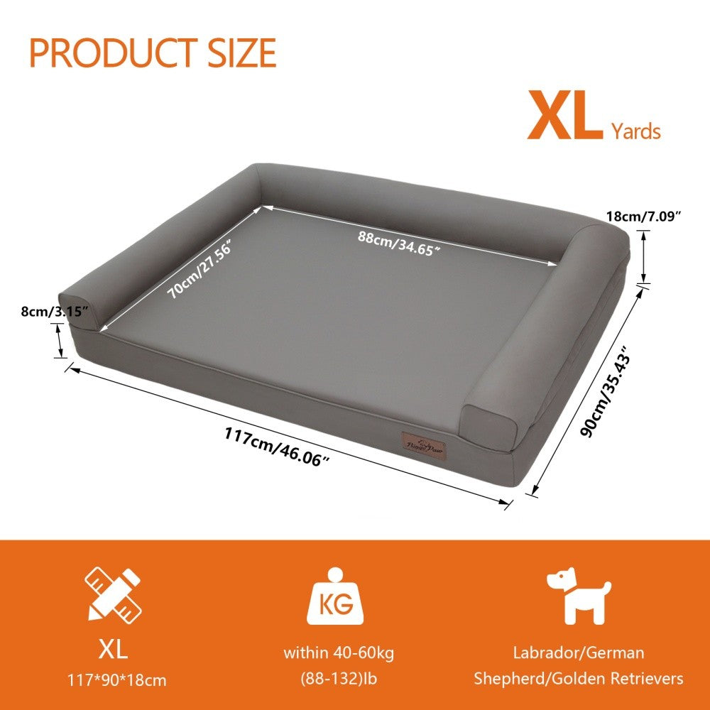 Cama Ortopédica para Cães M-XXL Almofadada em Couro de Microfibra Sofá para Cães de Estimação Impermeável Cama Calmante com Capa Removível Fácil de Limpar