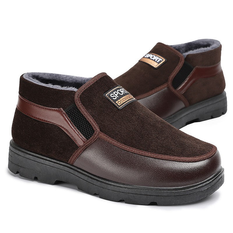 Men's winter new boots,men's plush thick elderly shoes,cold resistant and warm men's boots, thick soled comfortable cotton boots