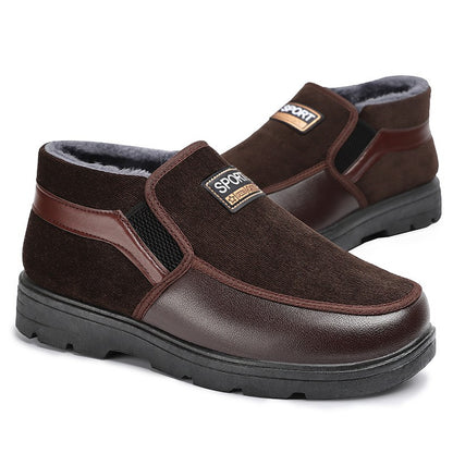 Men's winter new boots,men's plush thick elderly shoes,cold resistant and warm men's boots, thick soled comfortable cotton boots