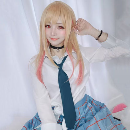 Minha Fantasia de Marin Kitagawa de My Dress-Up Darling Peruca Cosplay Ombré Rosa Dourado Sintética Longa Lisa Peruca Comic-Con Coser Festa Diária
