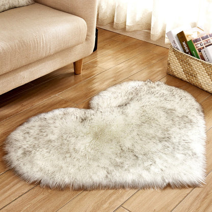 Heart Shaped Faux Fur Rug Bedroom Fluffy Shaggy Area Rugs Sheepskin Fuzzy Rug Carpets Throw Shag Rug Sofa Decor Floor Mat Plush