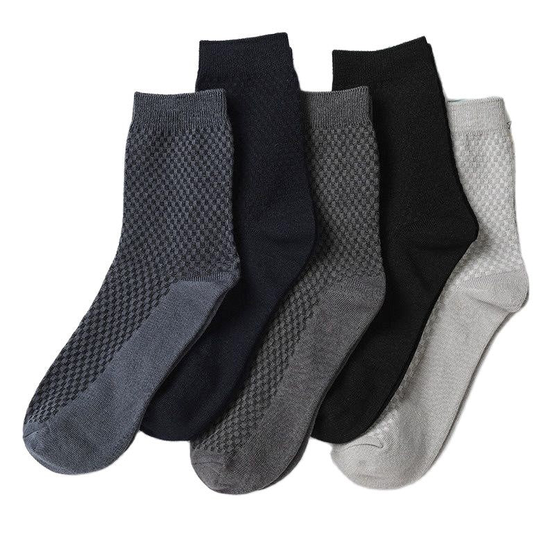 10 Pair Men's Bamboo Fiber Socks Harajuku Retro Breathable Business Man Socks Black Long Sock Deodorant Gift Set Size 39-46