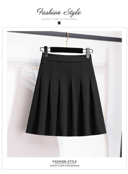 150Kg Plus Size Women's Autumn Loose Pleated A-Line Skirt 4XL 5XL 6XL 7XL 8XL 9XL Solid Elastic Waist Skirt Black