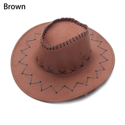 Acessórios Chapéu de Cowboy de Camurça de Aba Larga Estilo Ocidental Panamá Jazz Chapéu Fedora de Feltro