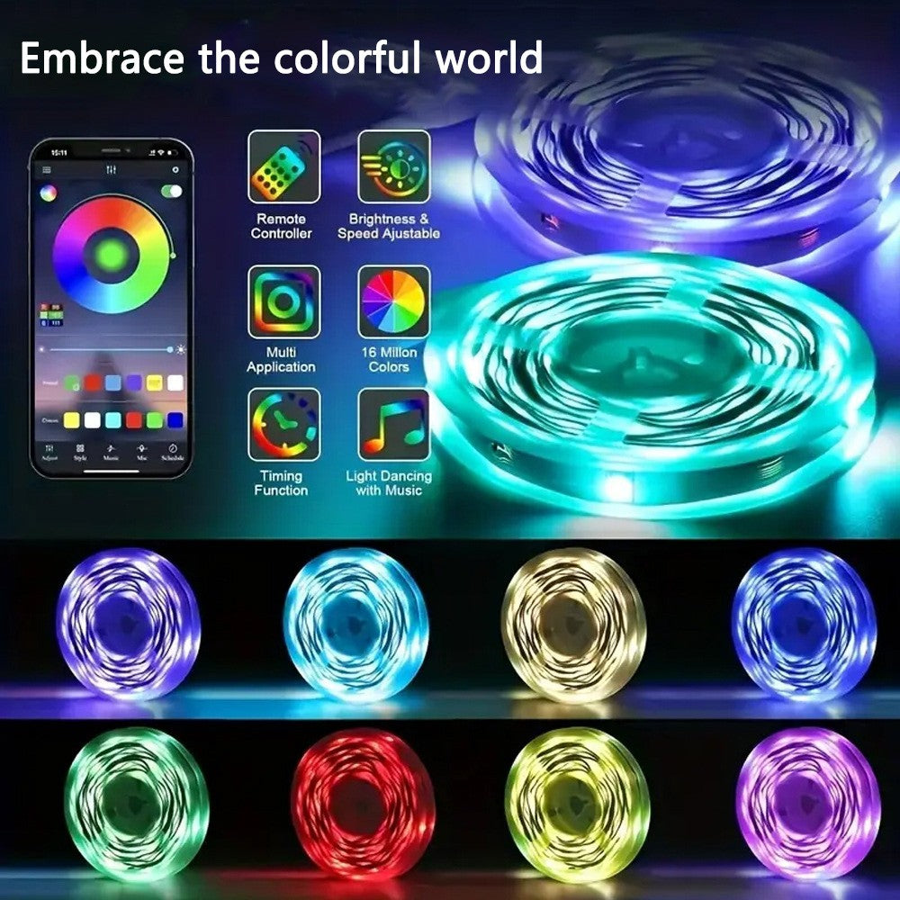 Motorcycle LED Strip Lights 5050 RGB Bluetooth APP Remote Control USB Christmas Decorative Lights for Motorcycle Room Decor