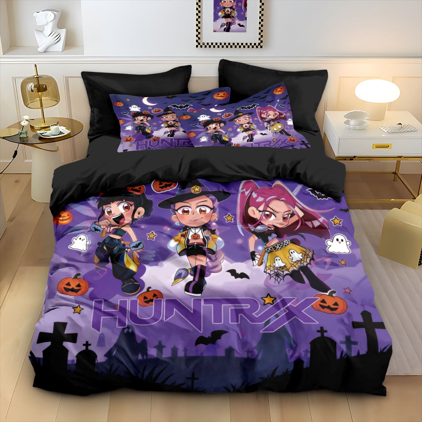 Kpop Demon Hunters Huntrix Bedding Set - Single to King Size, Anime Print Duvet Cover Sets for Adult Bedrooms