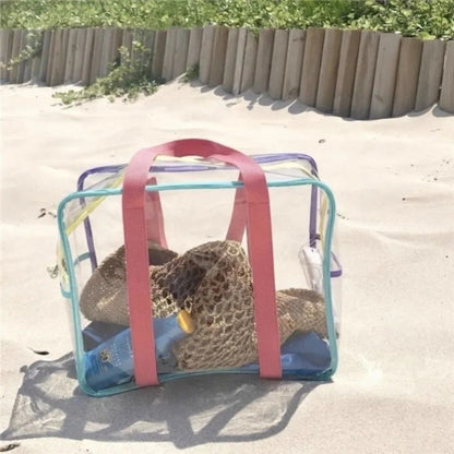 Makeup PVC Jelly Bag Business Trip Transparent Toiletries and Cosmetics Bag Travel Waterproof Swimming Storage Beach Bag