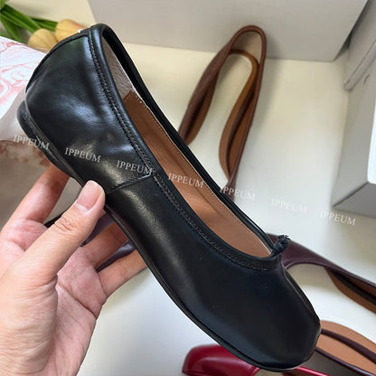 IPPEUM Tabis Shoes Black Ballets Flats Split Toe Women Mary Janes Plus Size 44 Dress Loafers Ballerina Zapato Mujer