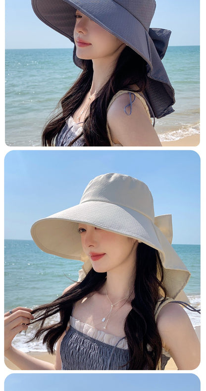 summer sun hat female sunscreen UV face protection neck protection outdoor cycling mountaineering beach large brim hat