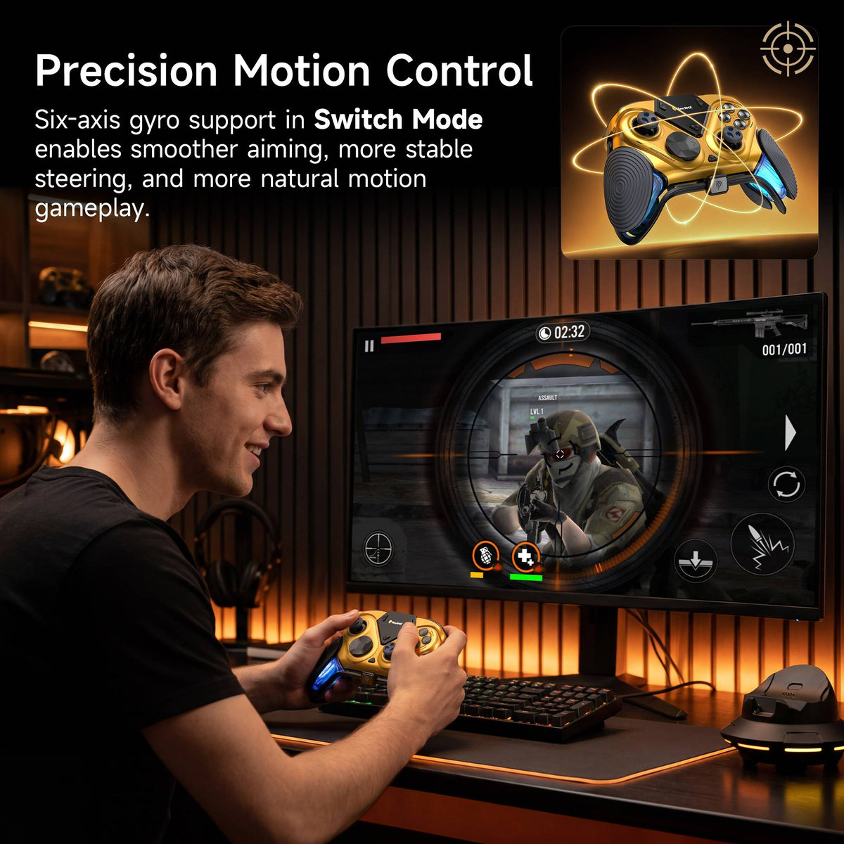 EasySMX Dune 8K Wireless Gamepad Controller, TMR Joysticks, LCD Screen, Hall Effect Triggers for PC/Steam/Switch/Phone