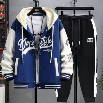 Men's Hooded Tracksuit Set Hoodie Jogger Pants 2 Piece Fashion Sports Wear Korean Popular Clothes Men Plus Size Men's Clothing