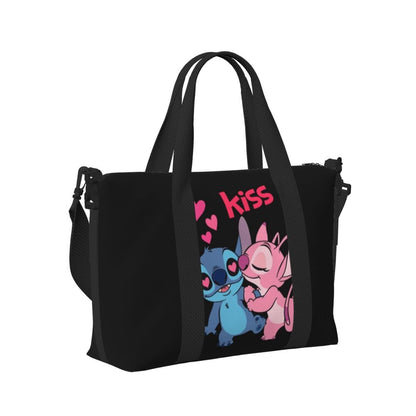 Custom Large SLilo And Stitch Cartoon Tote Bag Women Anime Shopping Shoulder Beach Gym Travel Bag